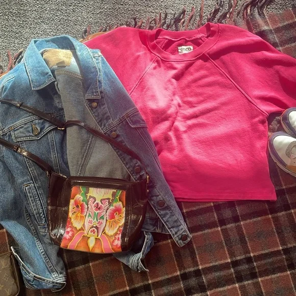 Ética Organic Cotton Cropped Sweatshirt Pink Sustainable Ethical Fashion S - Picture 4 of 8